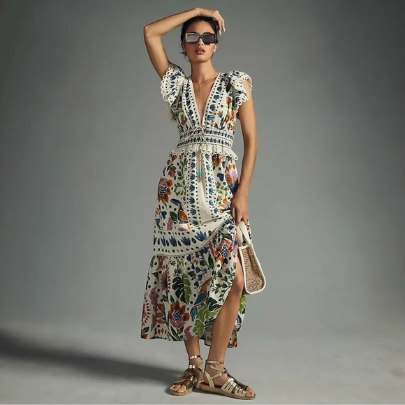NWT - Farm Rio Summer Garden Maxi Dress  Size L - thearabicvoice.com